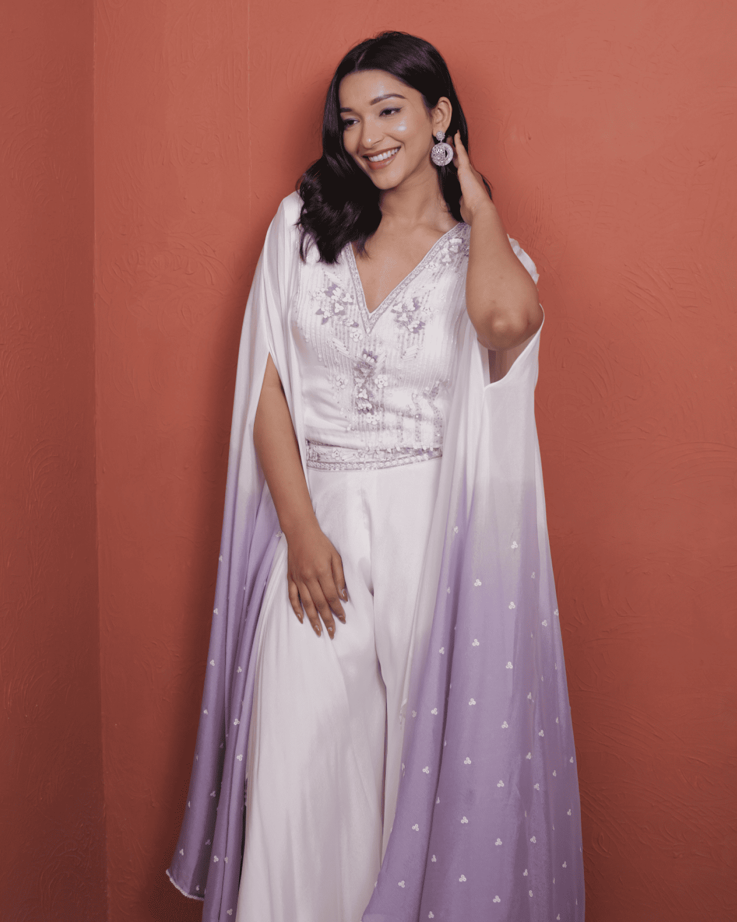 chinon Ombre Kaftan dress with Flared Plazzo