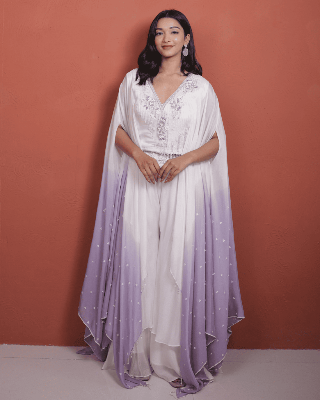 chinon Ombre Kaftan dress with Flared Plazzo