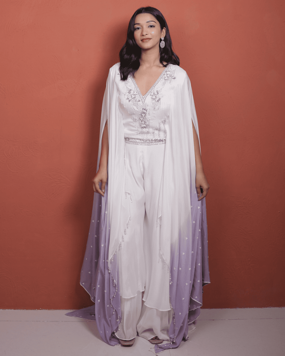 chinon Ombre Kaftan dress with Flared Plazzo