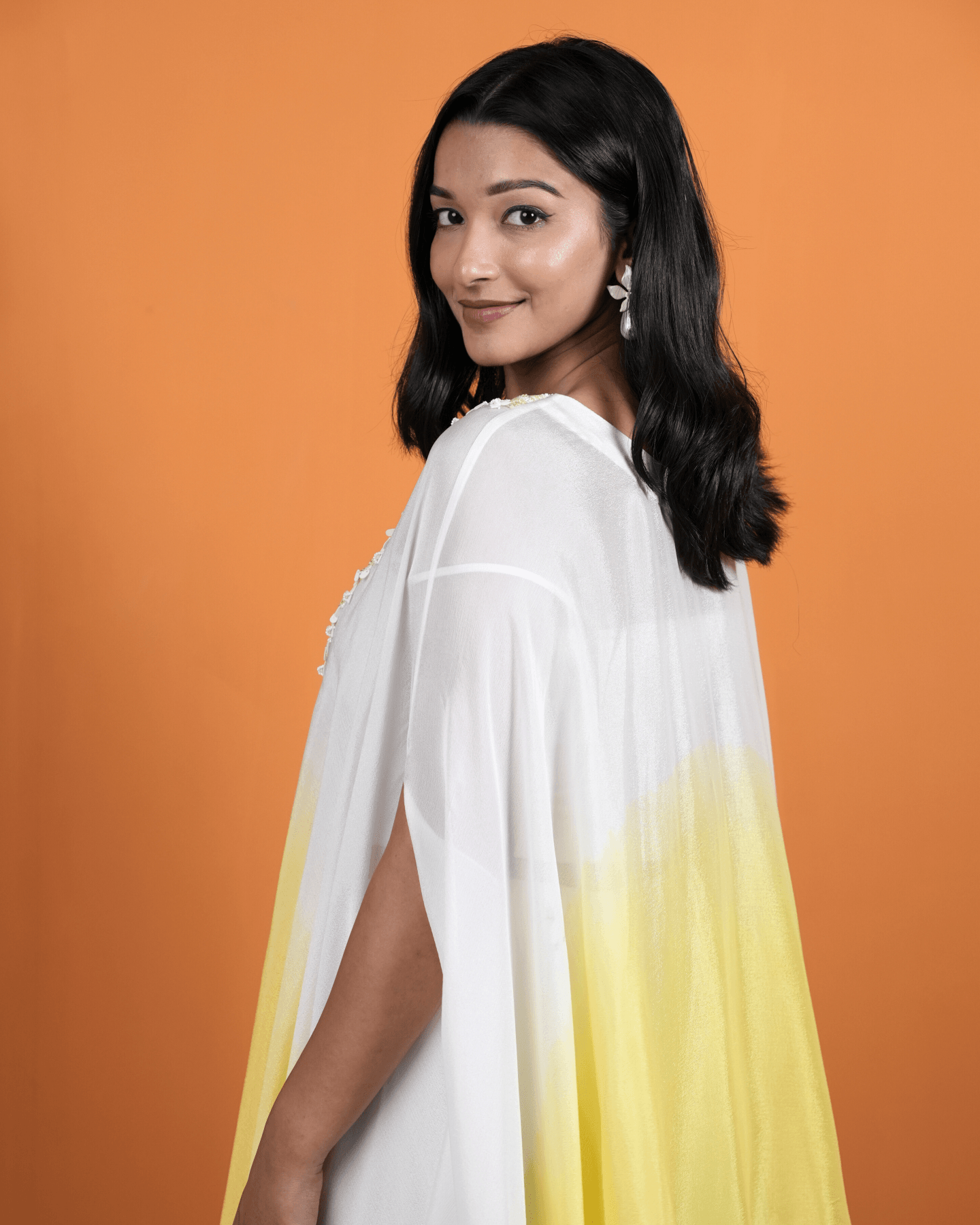Sun kissed Ombre Kaftan with Hand-Embroidered Neckline and Sharara Set