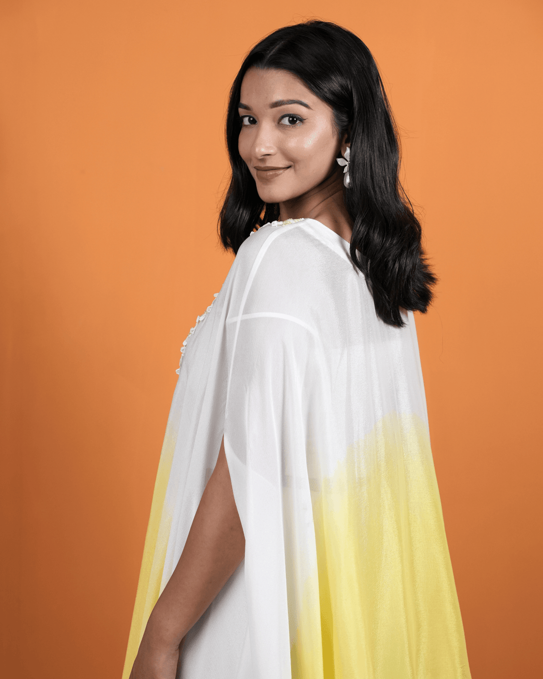 Sun kissed Ombre Kaftan with Hand-Embroidered Neckline and Sharara Set