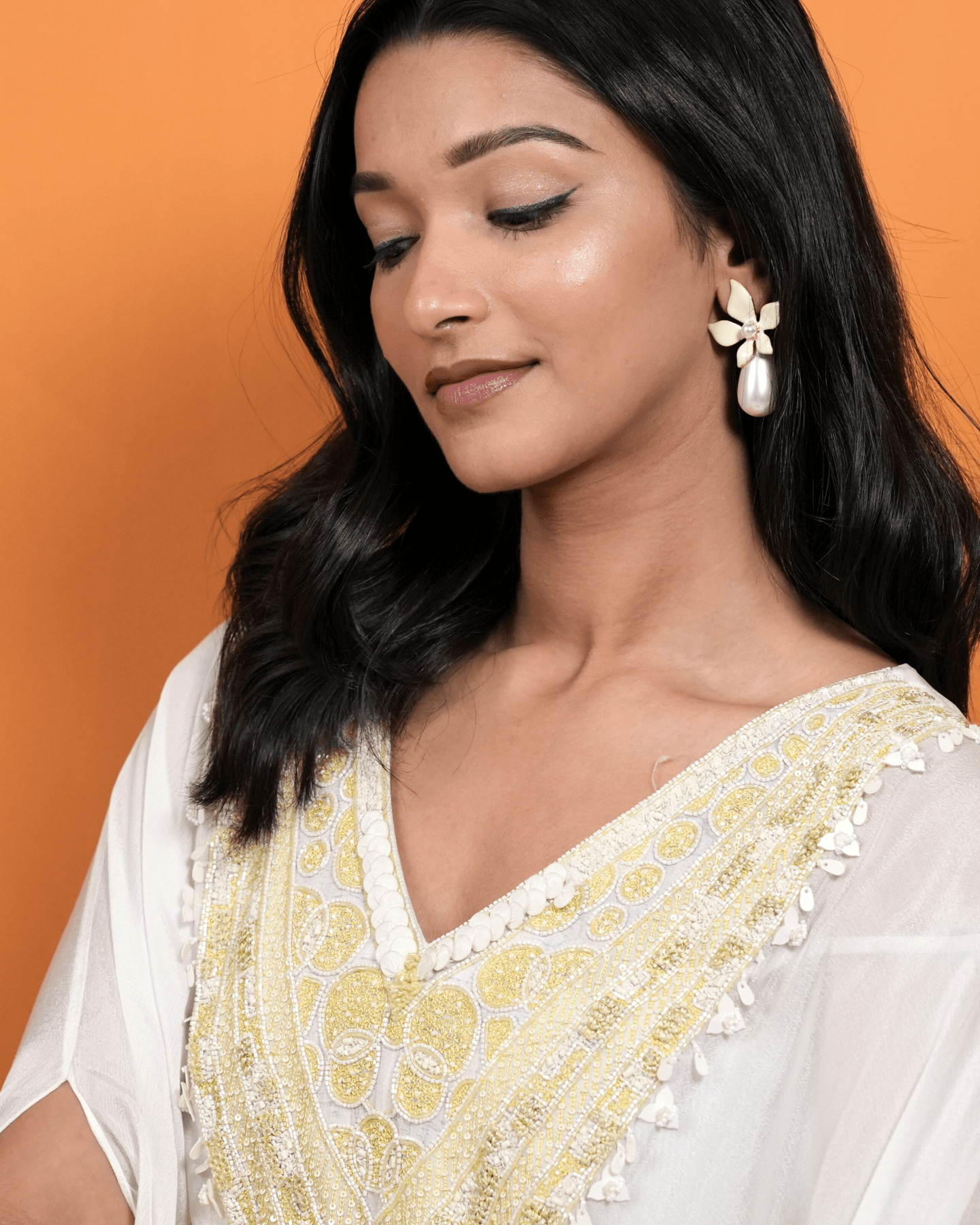 Sun kissed Ombre Kaftan with Hand-Embroidered Neckline and Sharara Set
